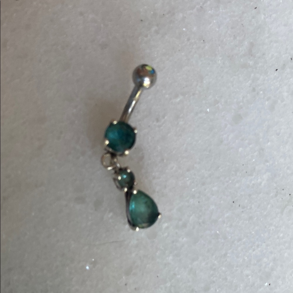 Elegant Silver and Blue Topaz Dangle Belly Ring